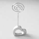 Wedding or Engagement Name Place Card Holder White Heart Silver stand - bomboniere